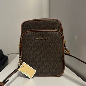 Michael Michael Kors Jet Set Travel Medium Logo Crossbody Bag Brown MK